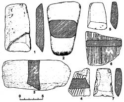 Рис. 1. Каменные орудия из нижнего культурного слоя Хоушани