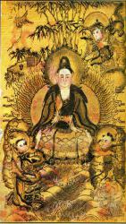  Народная картина ( нянь хуа ), изображающая бодхисаттву Гуань-инь. 
 Янлюцин, ок. г. Тяньцзиня. Цветная печать. 54&times;32&nbsp;см. 
 См. ст.: Гуань-инь; Пуса. 