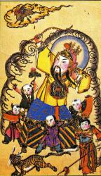  Народная картина ( нянь хуа ), изображающая бессмертного ( сянь  [ 1 ]) Чжан-сяня. 
 Янлюцин, ок. г. Тяньцзиня. Многоцветная печать. 55&times;31&nbsp;см. 