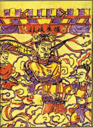  Народная картина ( нянь хуа ), изображающая богиню родовспоможения Цуй-шэн нян-нян. 28&times;20&nbsp;см. 
