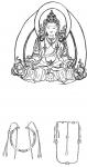 Ил.107. Вверху: Прорисовка системы украшений буддийского божества (с живописных изображений XVIII-XIX вв. [97,  с. 193]). Внизу: Прорисовка украшений костюма <em>чаофу</em> маньчжурских императриц –  гривна и ожерелье [170, с. 509].