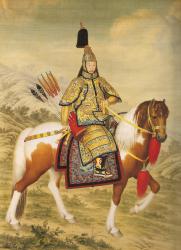  Ил.155. Лан Шинин (Дж. Кастильоне). Портрет императора Цяньлуна на коне. Вертикальный свиток, шелк, полихромная живопись, 1739 или 1758. Музей Гугун, Пекин [165,&nbsp; с. 82, № 114]. 