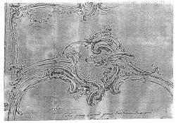 Ил.216. Н. Пино. Эскиз навершия рамы. Бумага, рисунок пером. Франция, вторая четверть XVIII в. [127 , ил. 44].