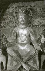 <em>Изображение Будды Майтрейи в позе со скрещенными ногами</em> (скульптура из пещерного монастыря Могао, кон. V в.)