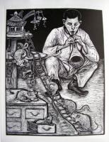 Дрессировщик мышей. Гравюра Розмари Ковей