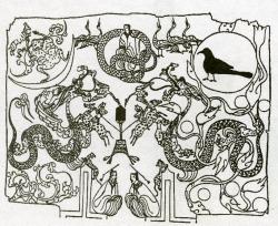 Рис. 4 Женское божество в позе ши (изображение на похоронном стяге II в. до н.э.)