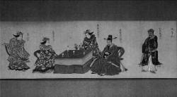 Illustration 3: <em>Fengbiji. </em>Détail de «Ryûkyûjin zagaku awase odori no zu» – p. n° 2 – (Fond du Musée départemental d’Okinawa)