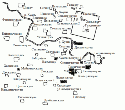 Карта 1. Важнейшие памятники Шанского нома